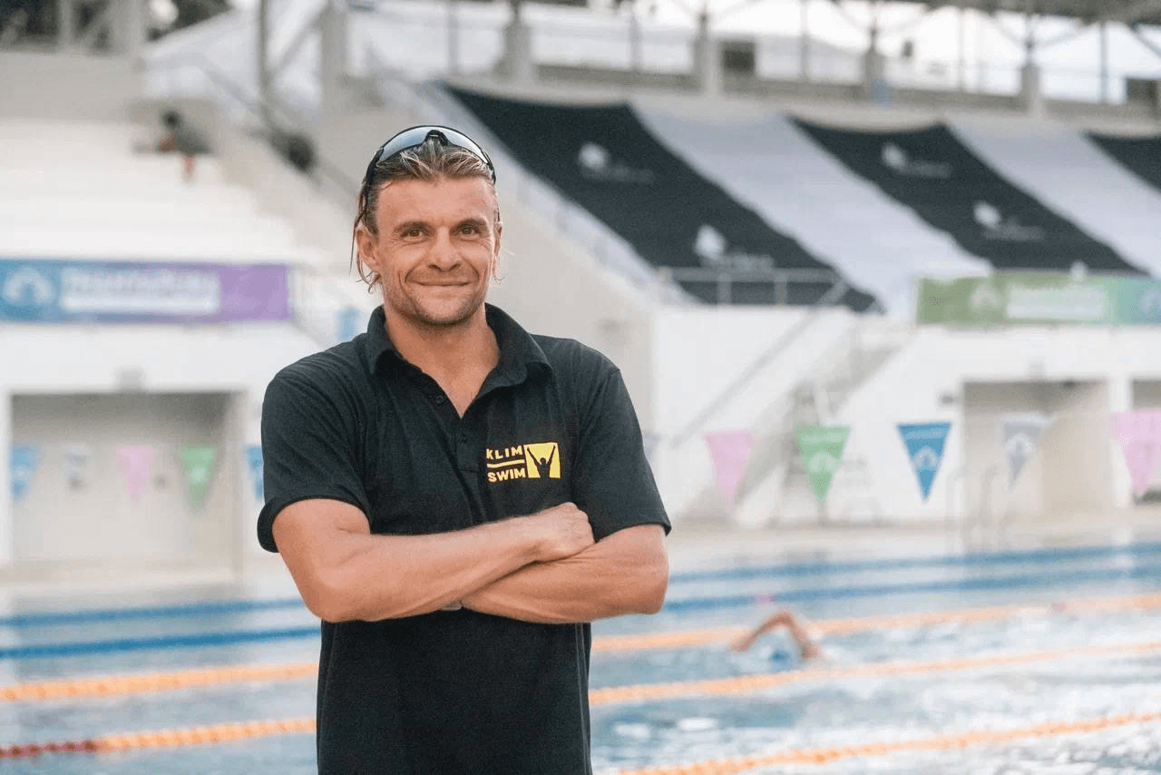 Alexander Taraskin beside the pool